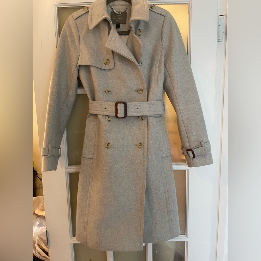 Size 0 J Crew Gray Wool Cashmere Blend belted coat by Nello Gori
